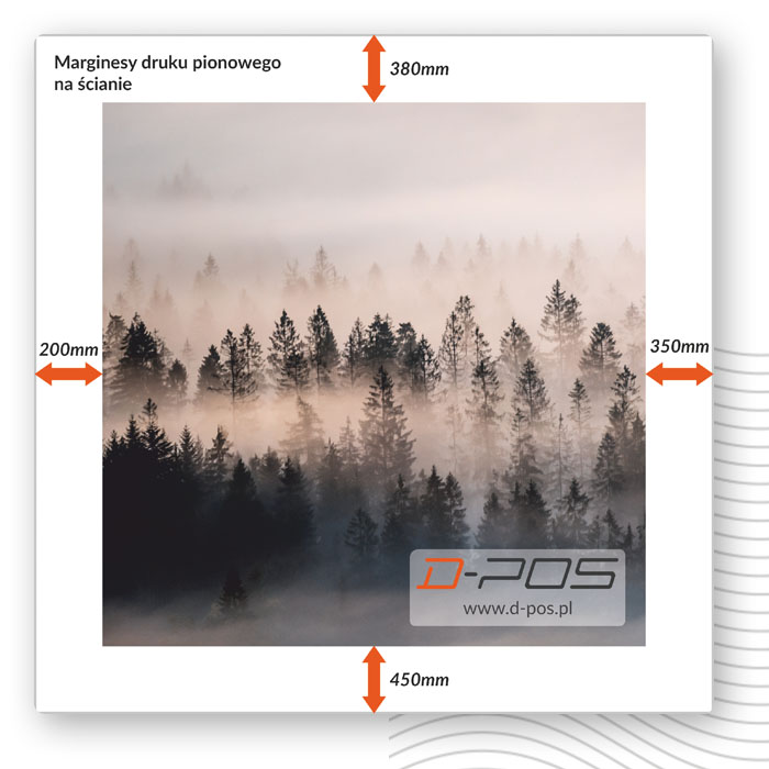 Marginesy, które obowiązuje w przypadku metody druku na ścianie